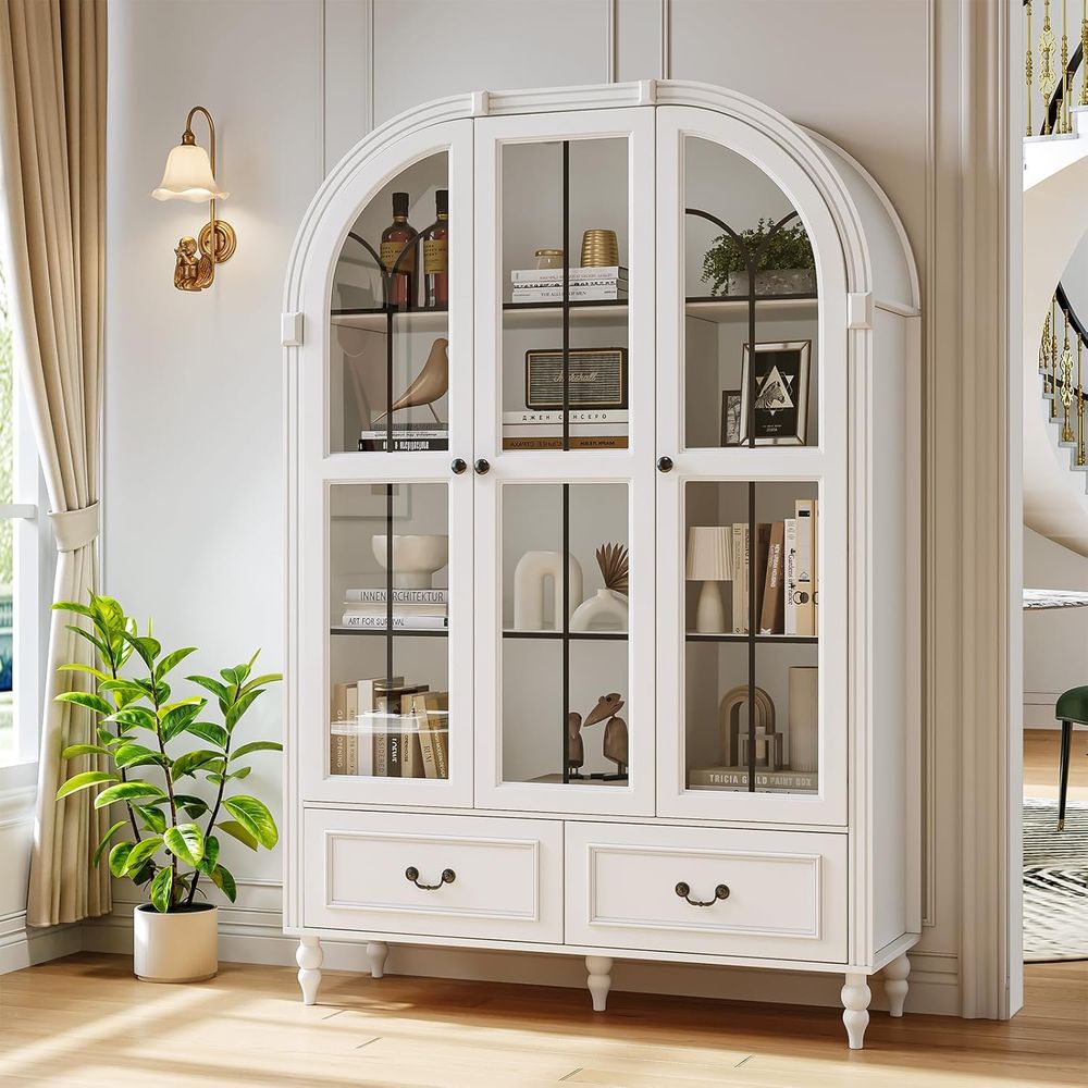 Glass Cabinet Display - Lemari dapur berbentuk lengkung setinggi 70,8