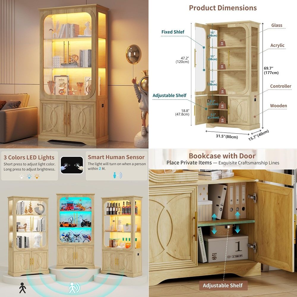 Glass Cabinet Display - Lemari Pajangan dengan Pintu Kaca dan