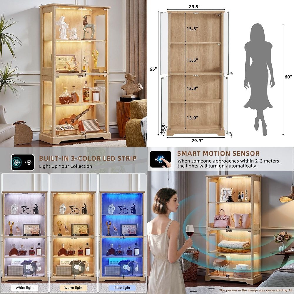 Glass Cabinet Display - Lemari Pajangan Kaca Farmhouse dengan Pintu,