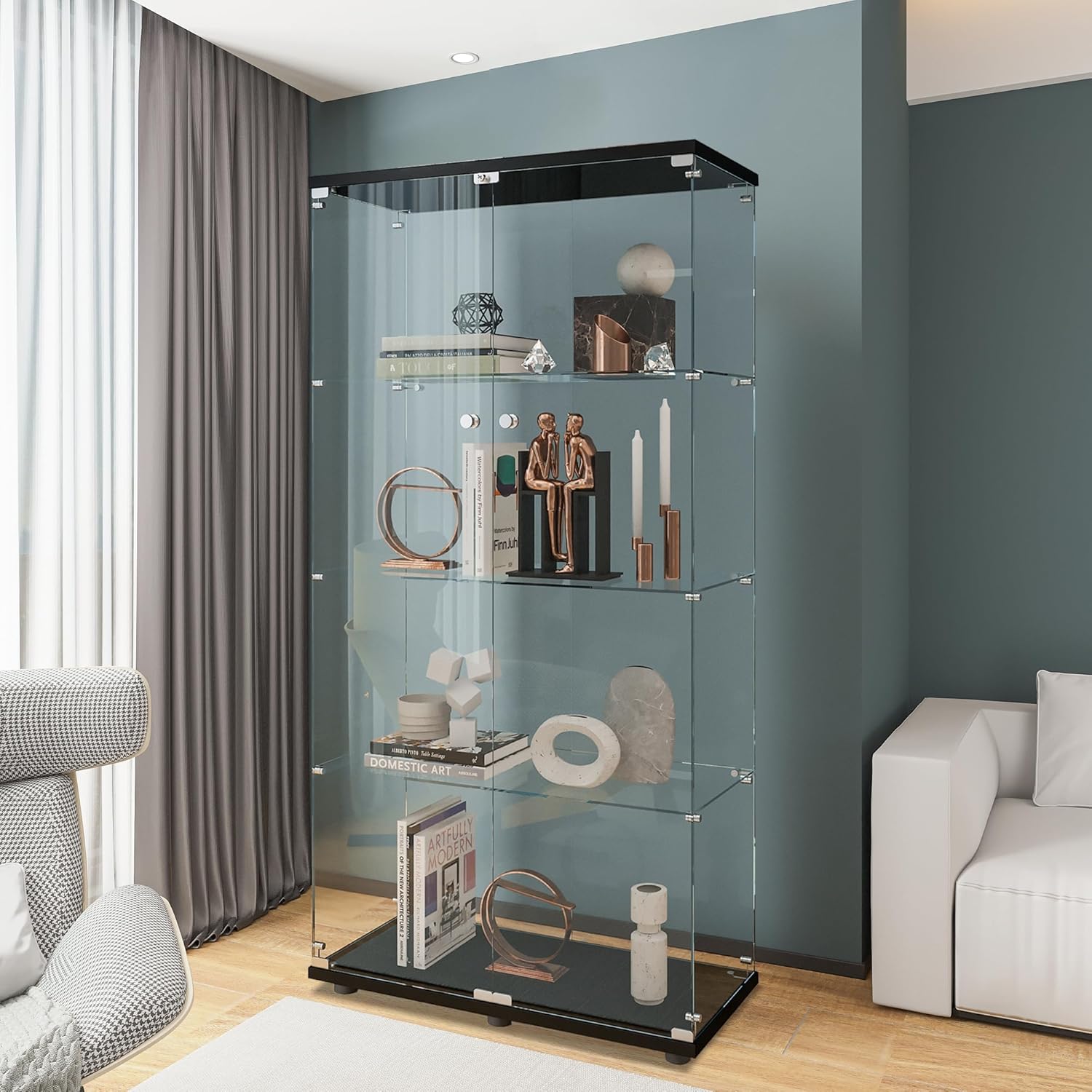 Glass Cabinet Display - Lemari Pajangan Kaca dengan 4 Rak,