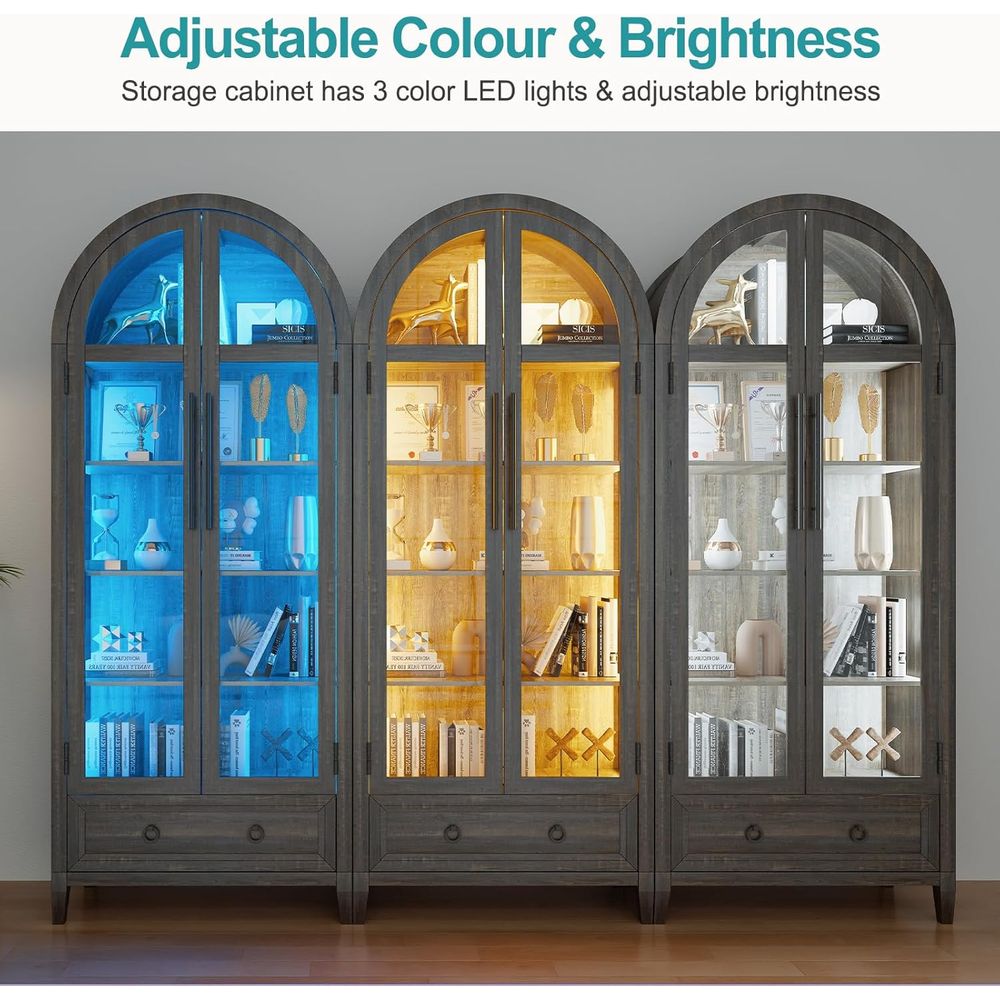 Lemari Pajangan Kaca Lengkung  - Glass Cabinet Display ulasan dan harga