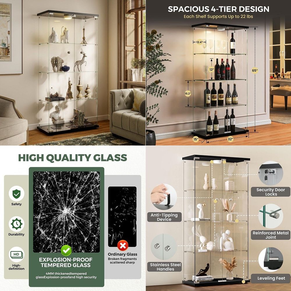 Lemari Pajangan dengan Lampu L - Glass Cabinet Display ulasan dan harga