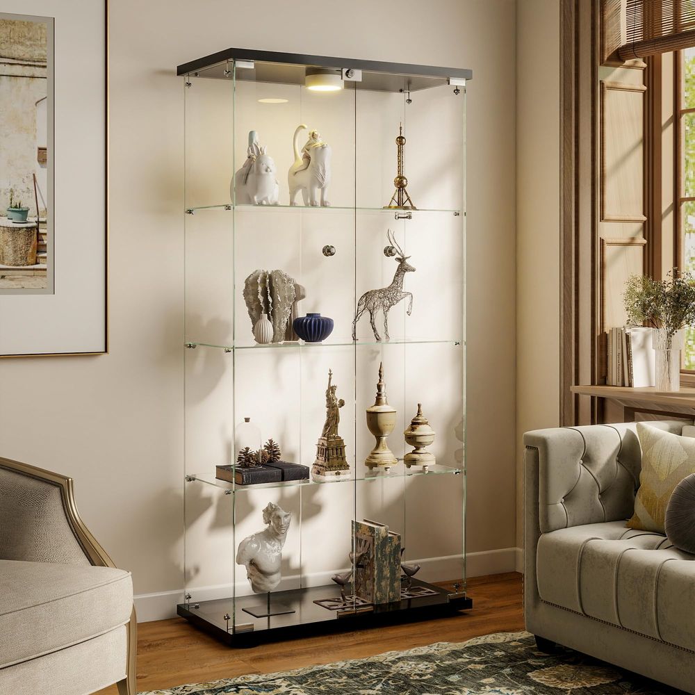 Lemari Pajangan dengan Lampu L - Glass Cabinet Display ulasan dan harga