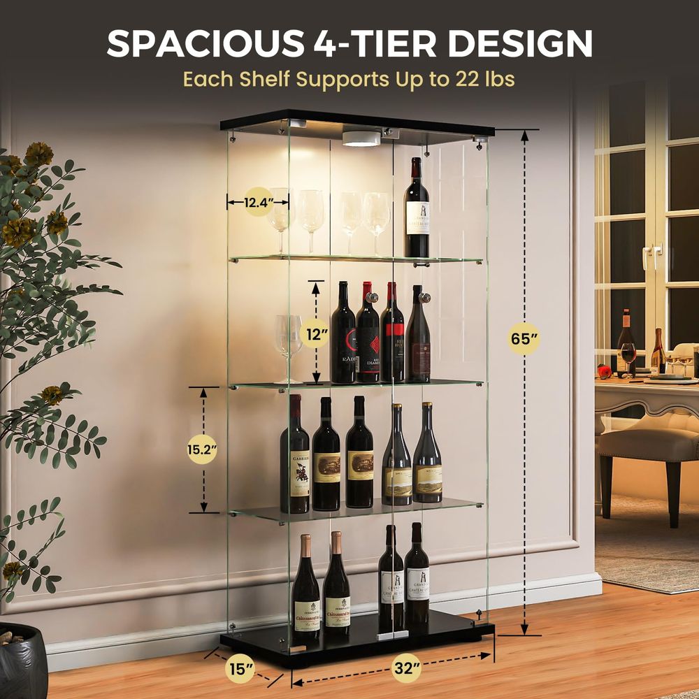 Lemari Pajangan dengan Lampu L - Glass Cabinet Display ulasan dan harga