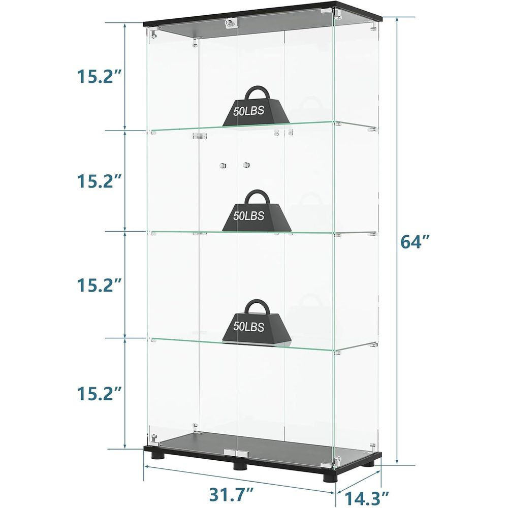 Lemari Pajangan Kaca dengan 4  - Glass Cabinet Display ulasan dan harga