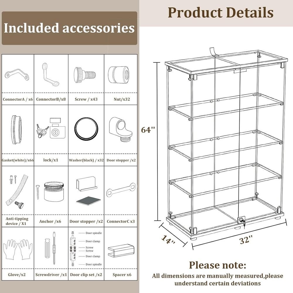 Lemari Pajangan Kaca Tempered, - Glass Cabinet Display ulasan dan harga