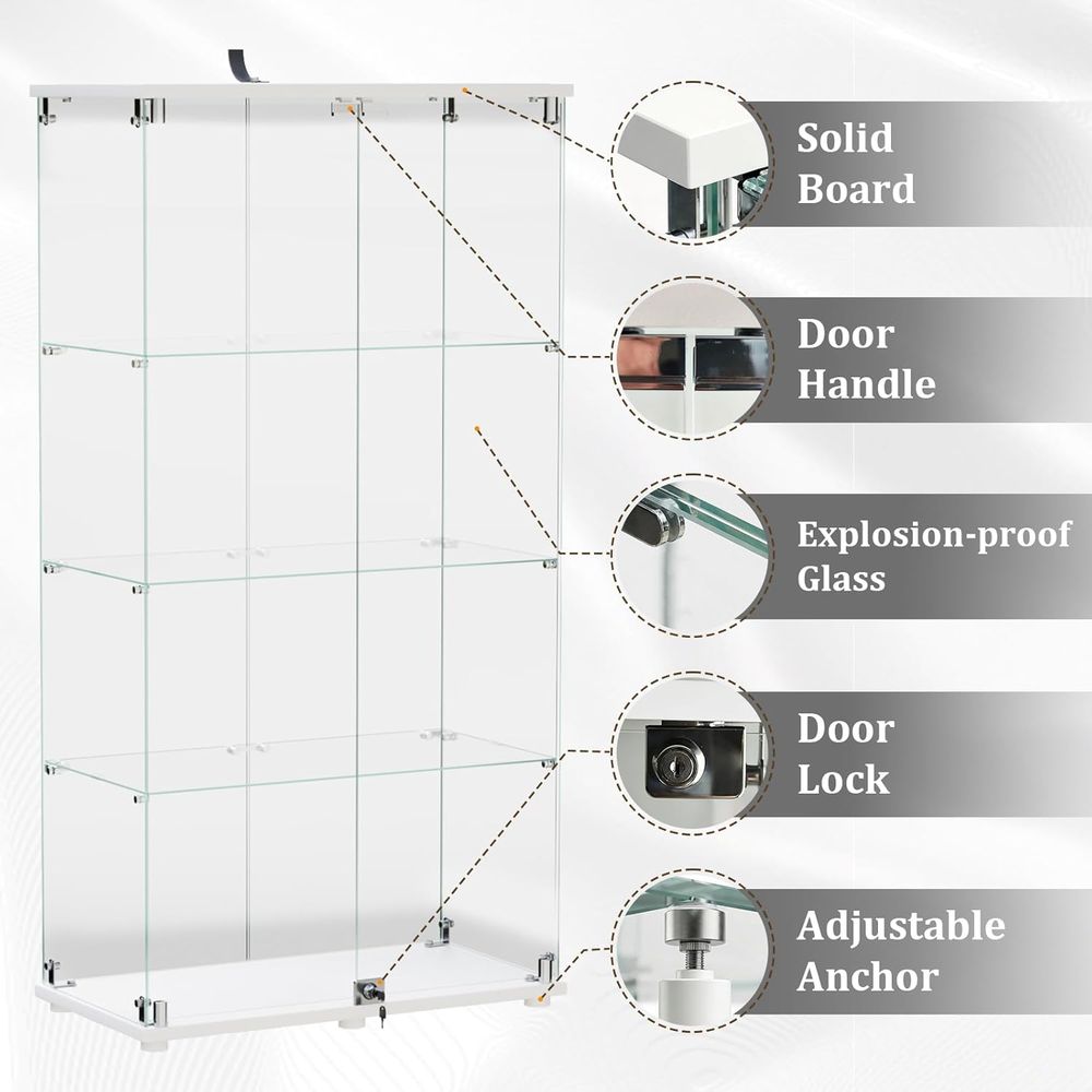 Lemari Pajangan Kaca Tempered, - Glass Cabinet Display ulasan dan harga