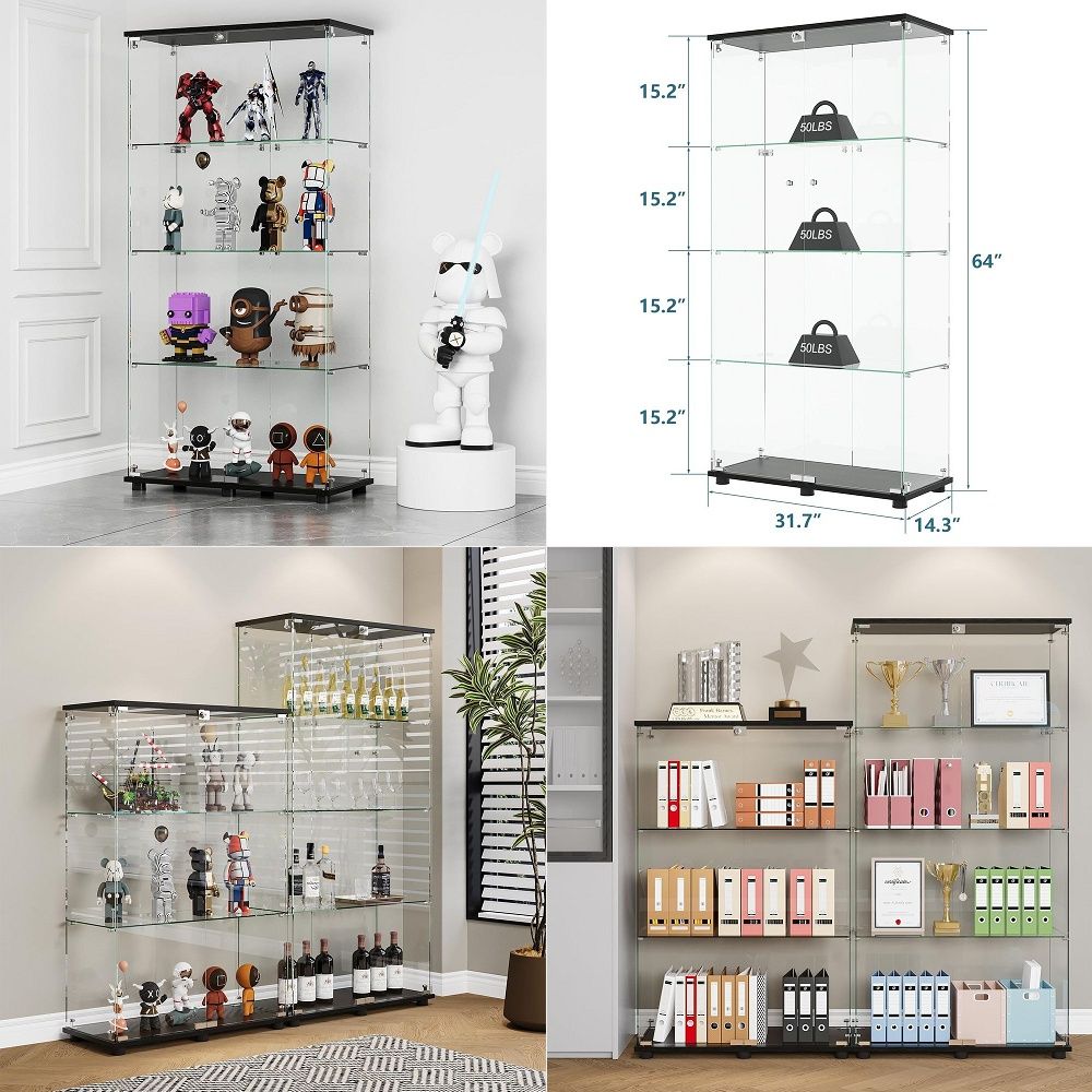 Lemari Pajangan dengan 4 Rak,  - Glass Cabinet Display ulasan dan harga