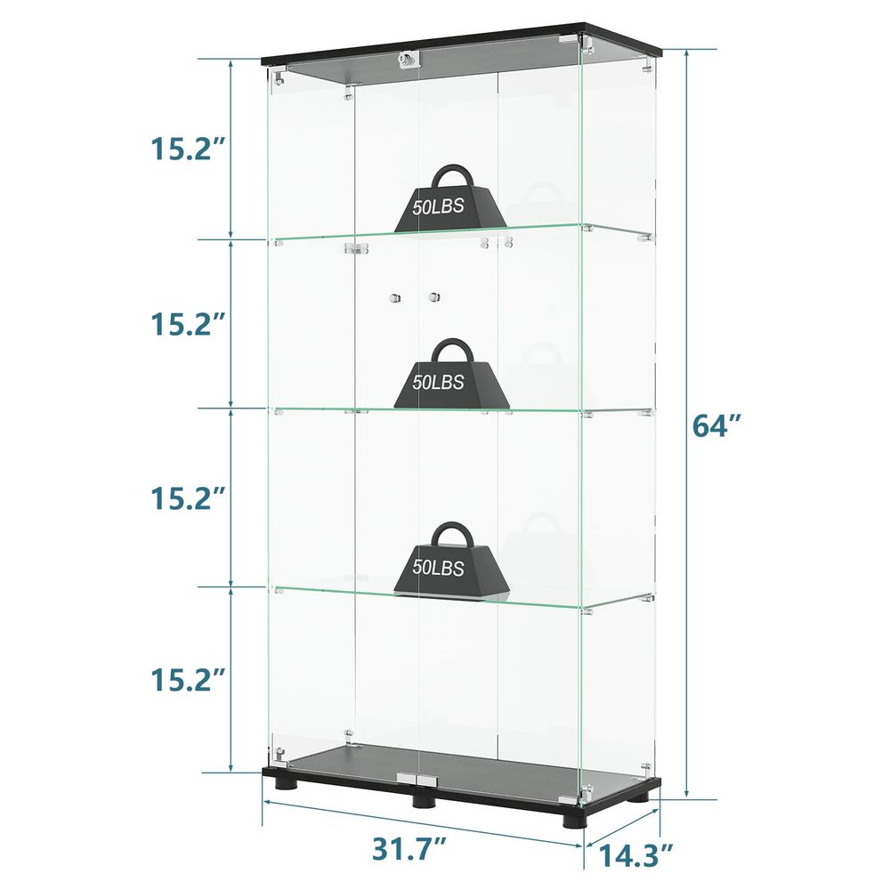 Lemari Pajangan dengan 4 Rak,  - Glass Cabinet Display ulasan dan harga