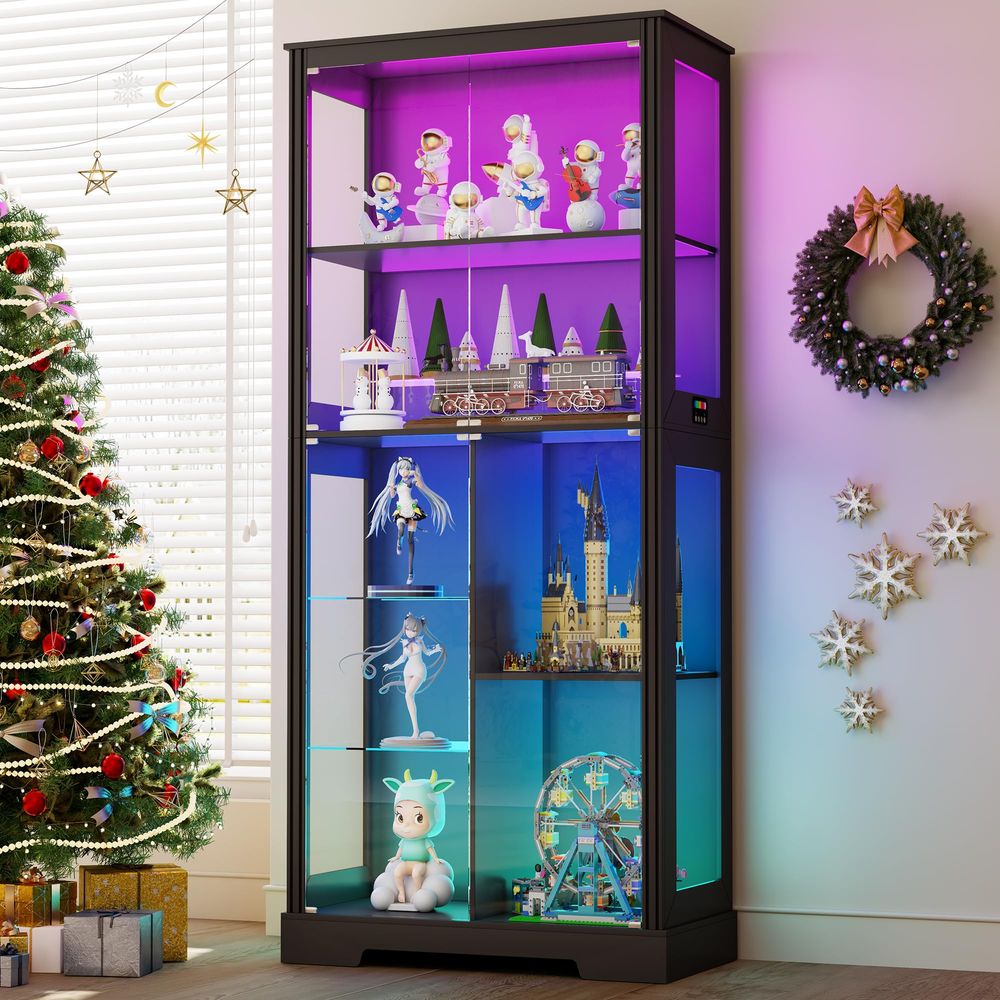 Lemari pajangan sudut berlampu - Glass Cabinet Display ulasan dan harga