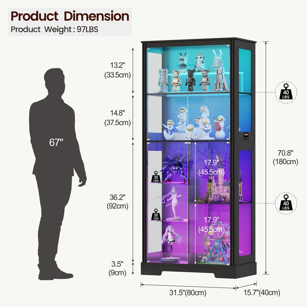 Lemari pajangan sudut berlampu - Glass Cabinet Display ulasan dan harga