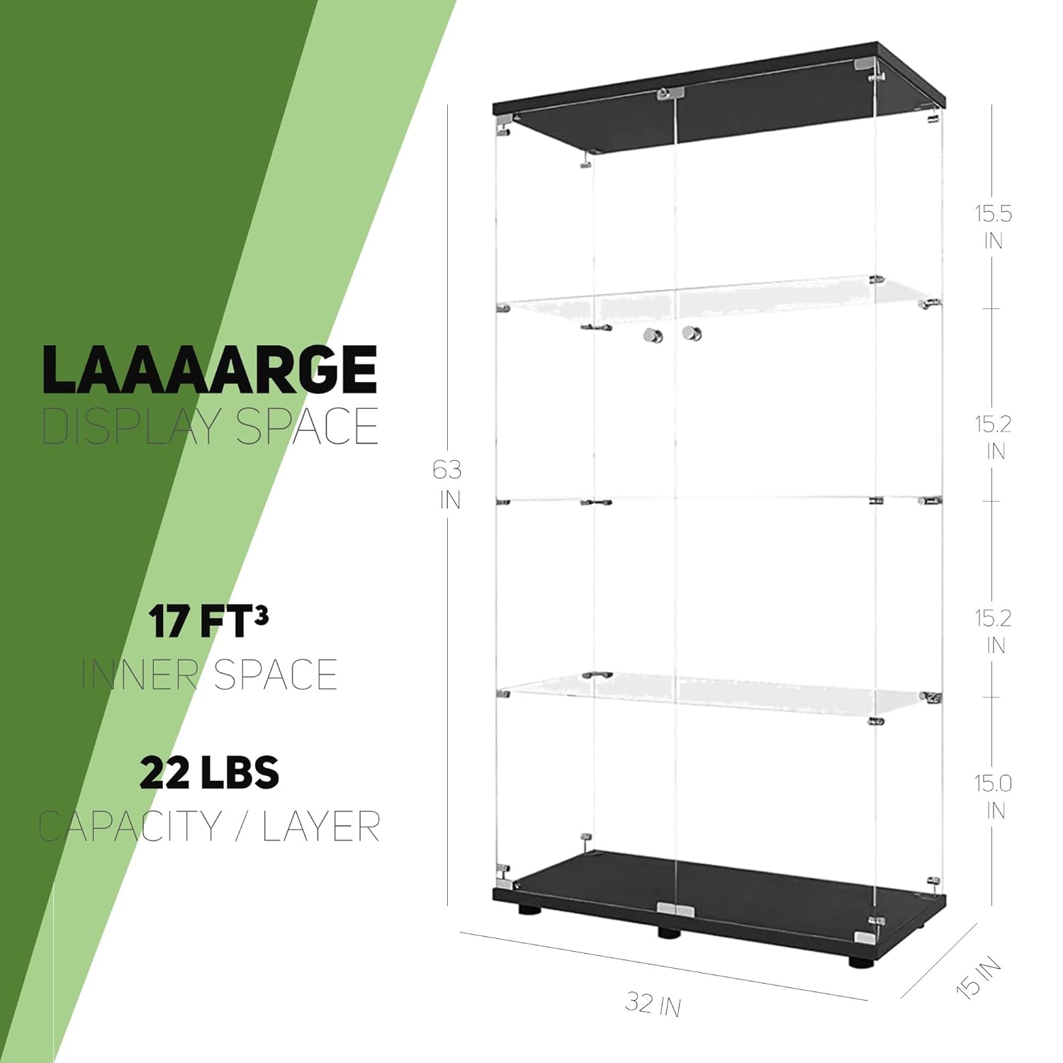 Lemari Pajangan Kaca dengan 4  - Glass Cabinet Display ulasan dan harga