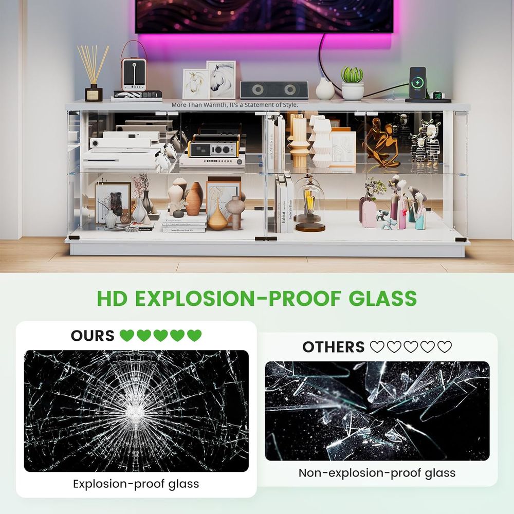 Meja TV Kaca 71 inci dengan St - Glass Cabinet Display ulasan dan harga